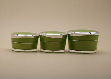 Verde fresco portátil dos recipientes de creme cosméticos da prova do escape com cor de prata