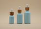 Colora garrafas de óleo essencial dos azul-céu 15ml 30ml do revestimento com conta-gotas de bambu