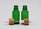 Garrafas de vidro cosméticas verdes do conta-gotas do óleo 18mm com a pipeta de bambu da impressão do conta-gotas
