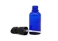 O conta-gotas de vidro engarrafa a cor azul transparente das garrafas de óleo essencial