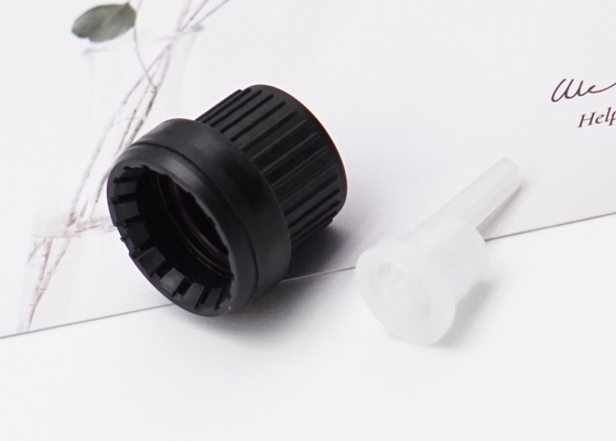 O tampão de parafuso plástico do centro de detecção e de controlo com a inserção para o vidro engarrafa o tampão evidente da calcadeira preta de 18mm