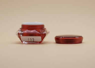 Recipientes de creme cosméticos do diamante, potenciômetros cosméticos pequenos de Arcylic da cor vermelha