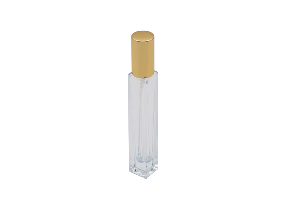 Garrafa quadrada do verificador do perfume da água de Colônia com a bomba do pulverizador do alumínio do ouro