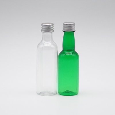 Garrafa cosmética do pulverizador do pescoço longo plástico verde transparente com tampões de parafuso 100ml