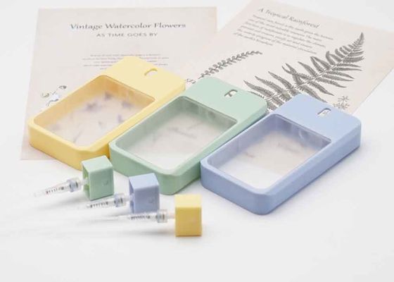 forma plástica transparente amarela do cartão de crédito da garrafa do atomizador do perfume 38ml